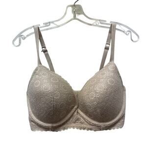 Aerie Bra 36DD Real Power Paisley Lace Strappy Balconette Ivory Padded Underwire